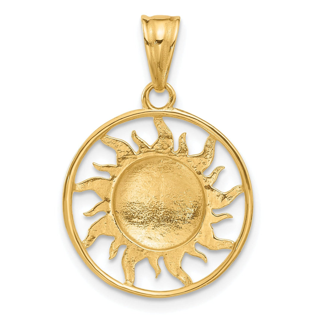 14K Two Tone Gold D.C Polished Sun Moon Stars Pendant
