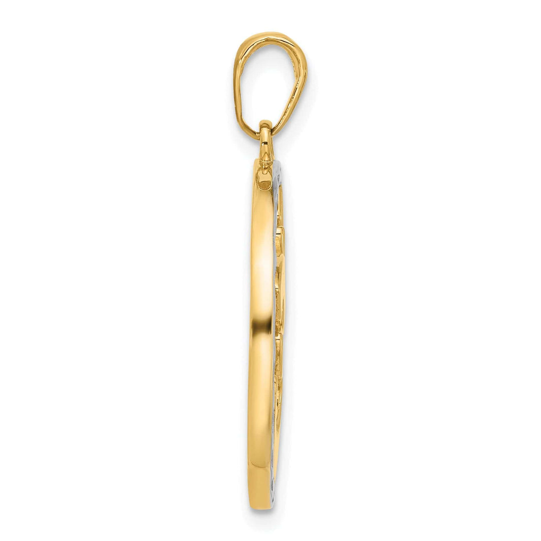 14K Two Tone Gold D.C Om Symbol in Circle Design Pendant