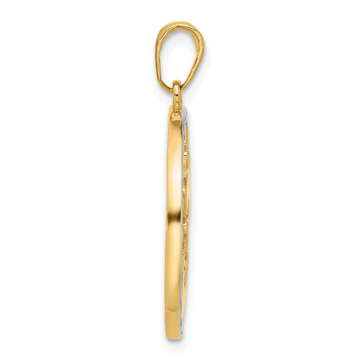 14K Two Tone Gold D.C Om Symbol in Circle Design Pendant