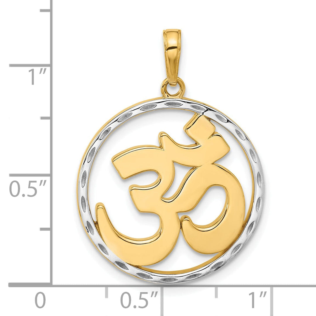 14K Two Tone Gold D.C Om Symbol in Circle Design Pendant
