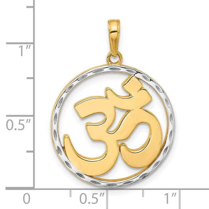 14K Two Tone Gold D.C Om Symbol in Circle Design Pendant