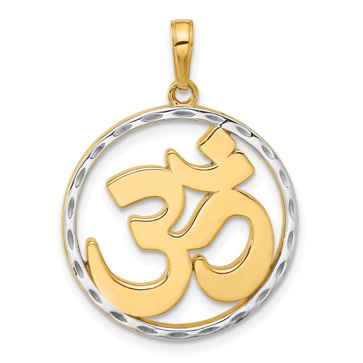 14K Two Tone Gold D.C Om Symbol in Circle Design Pendant