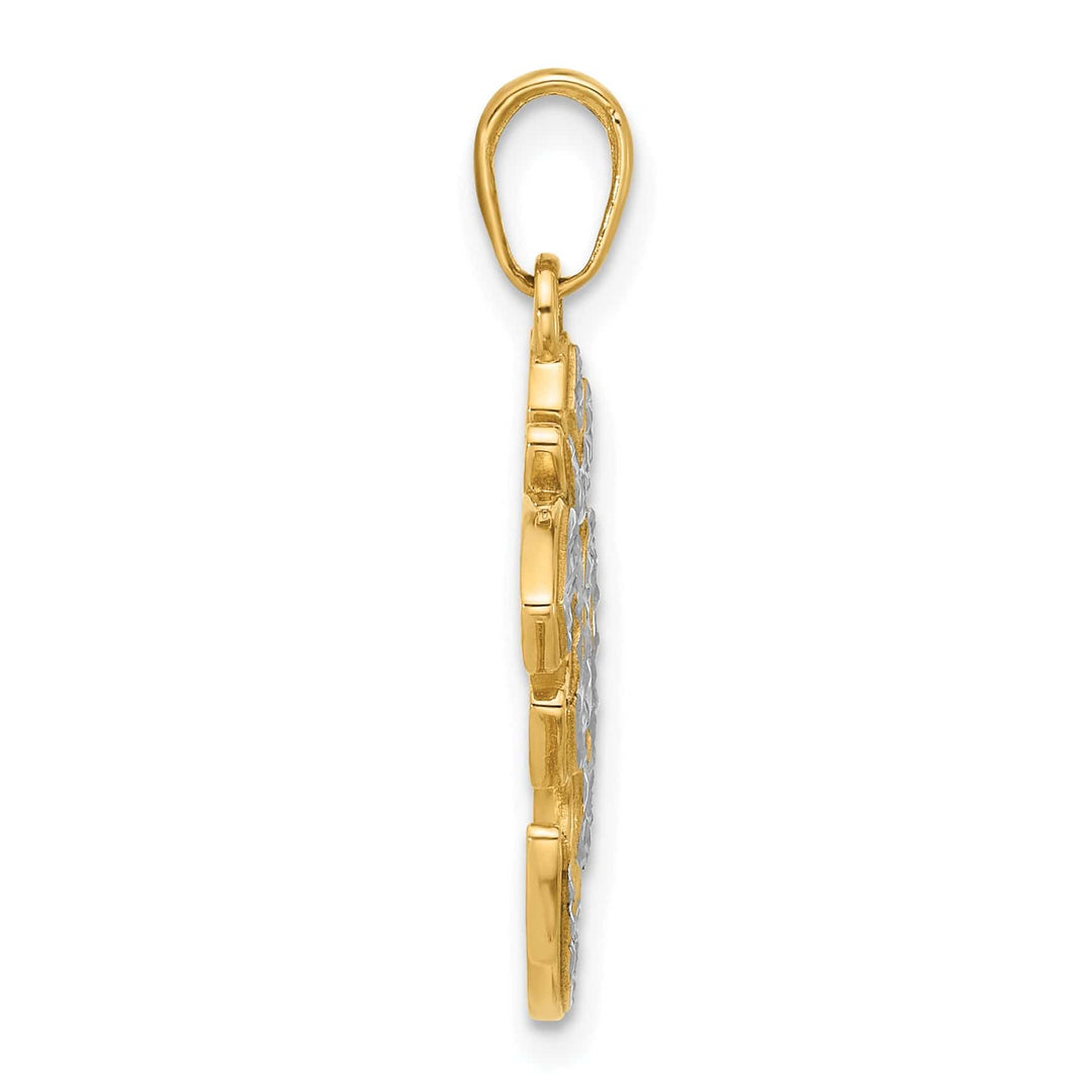 14K Two Tone Gold D.C Solid Om Charm Pendant