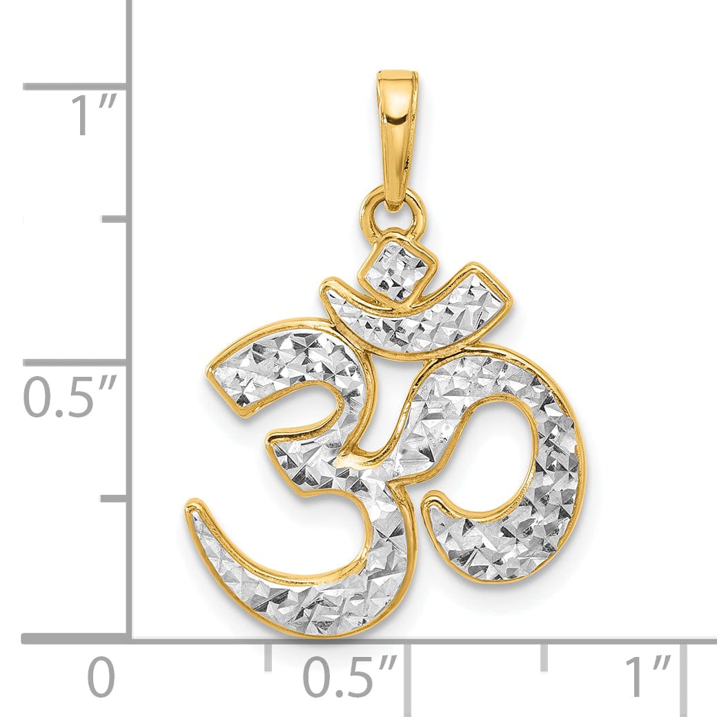 14K Two Tone Gold D.C Solid Om Charm Pendant