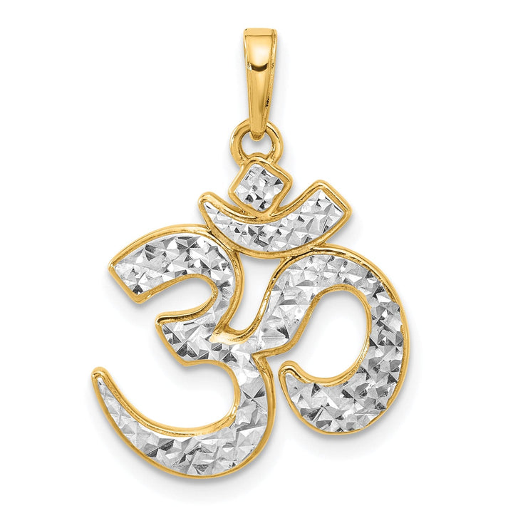 14K Two Tone Gold D.C Solid Om Charm Pendant