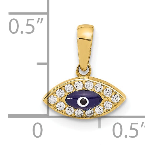 14K Yellow Gold C.Z Enamel Evil Eye Charm Pendant