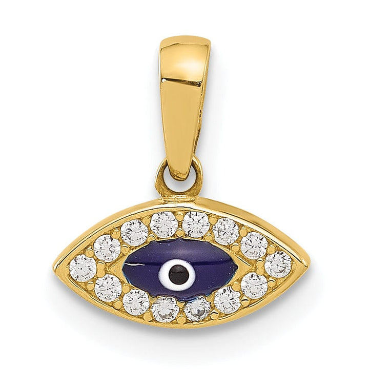 14K Yellow Gold C.Z Enamel Evil Eye Charm Pendant
