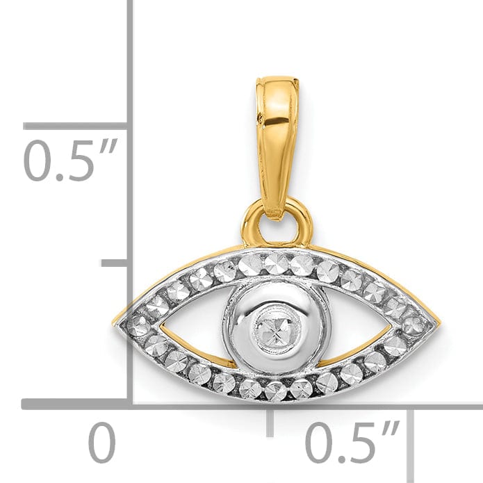 14K Two Tone Gold D.C Evil Eye Charm Pendant