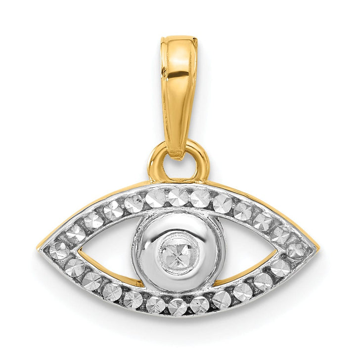 14K Two Tone Gold D.C Evil Eye Charm Pendant