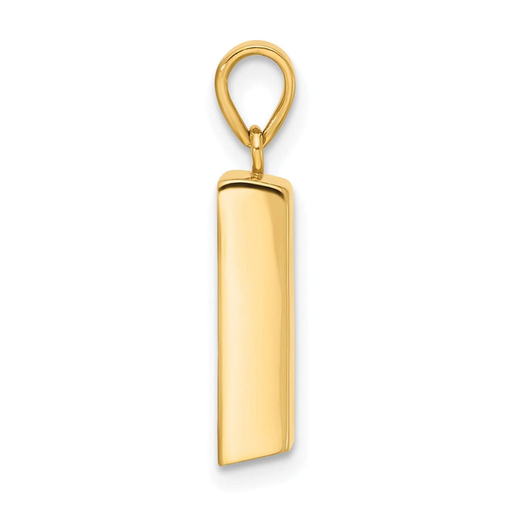 14K Yellow Gold Polished FINE GOLD Bar Pendant
