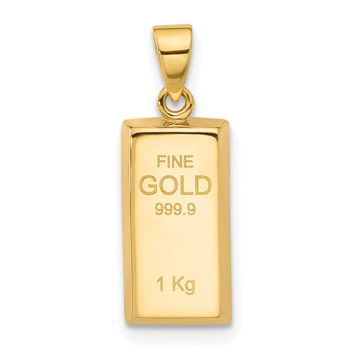 14K Yellow Gold Polished FINE GOLD Bar Pendant
