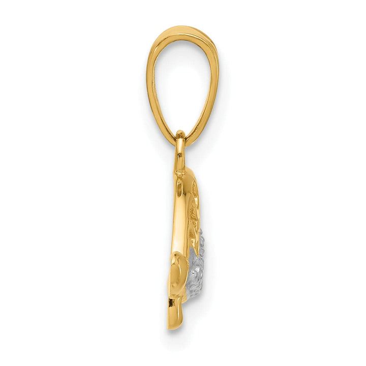 14K Two Tone Gold Polished D.C Finish Turtle Pendant