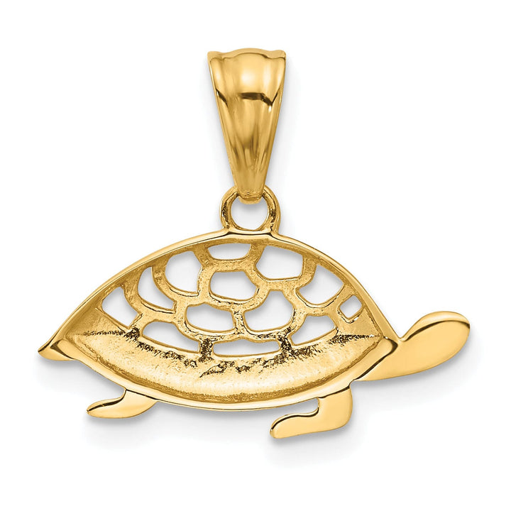 14K Two Tone Gold Polished D.C Finish Turtle Pendant
