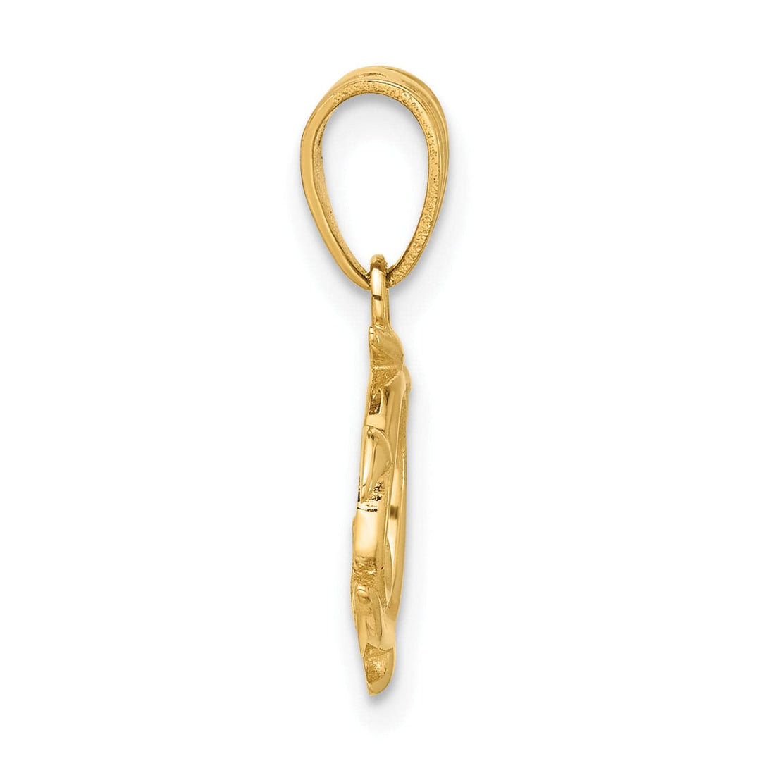 14K Yellow Gold Fancy Swirl Turtle Design Pendant