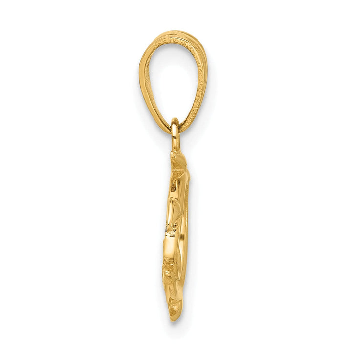 14K Yellow Gold Fancy Swirl Turtle Design Pendant