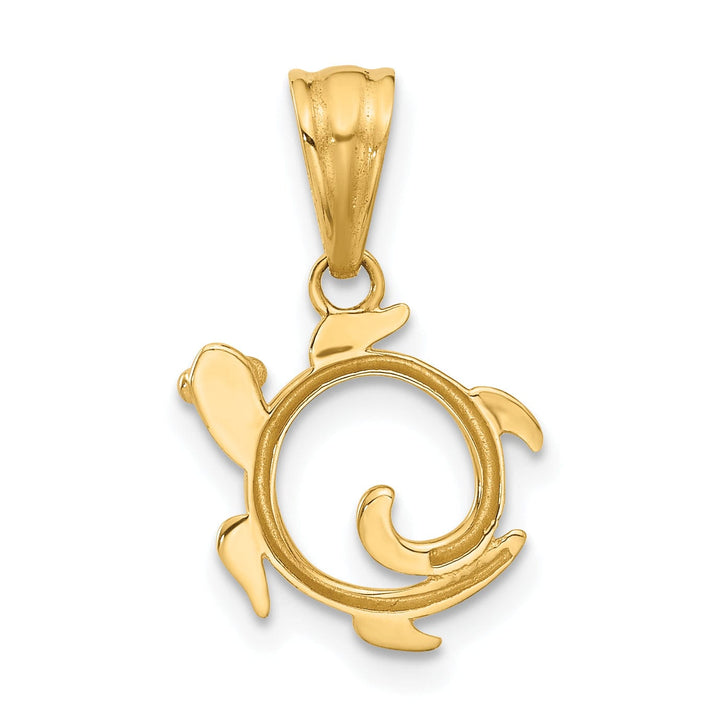 14K Yellow Gold Fancy Swirl Turtle Design Pendant