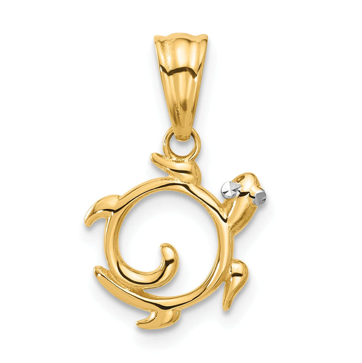14K Yellow Gold Fancy Swirl Turtle Design Pendant