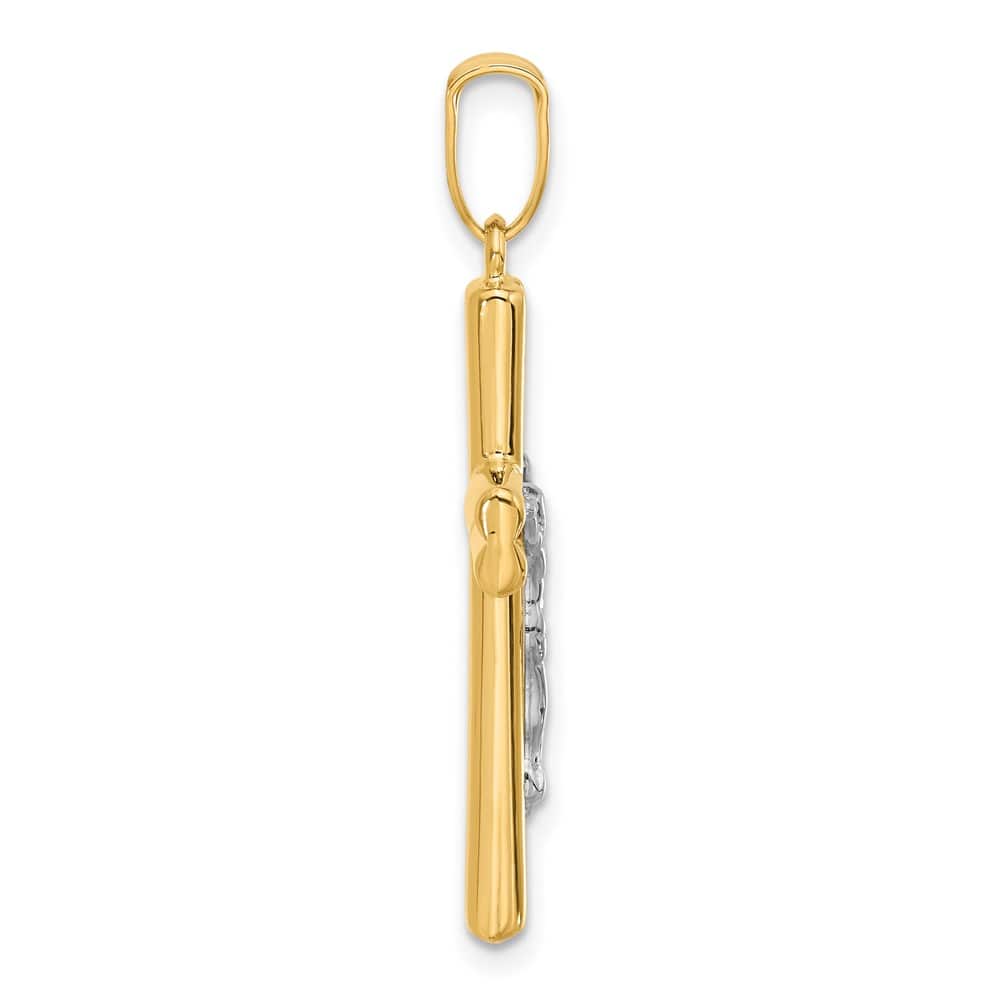 14K Two-Tone Gold Polished and Textured Crucifix Pendant, view 2 of 4
