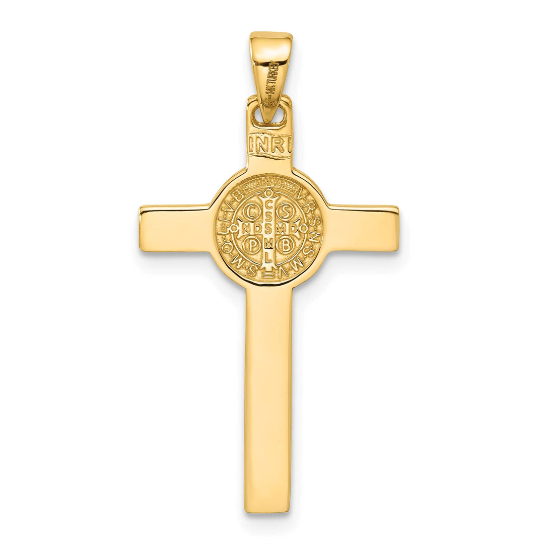 14K Two-Tone Gold Crucifix and St Benedict Pendant