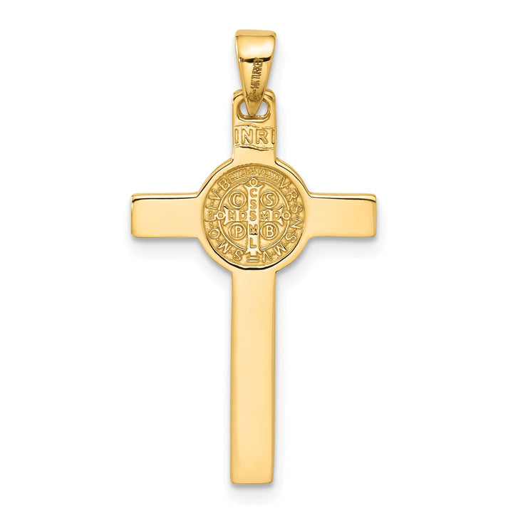 14K Two-Tone Gold Crucifix and St Benedict Pendant