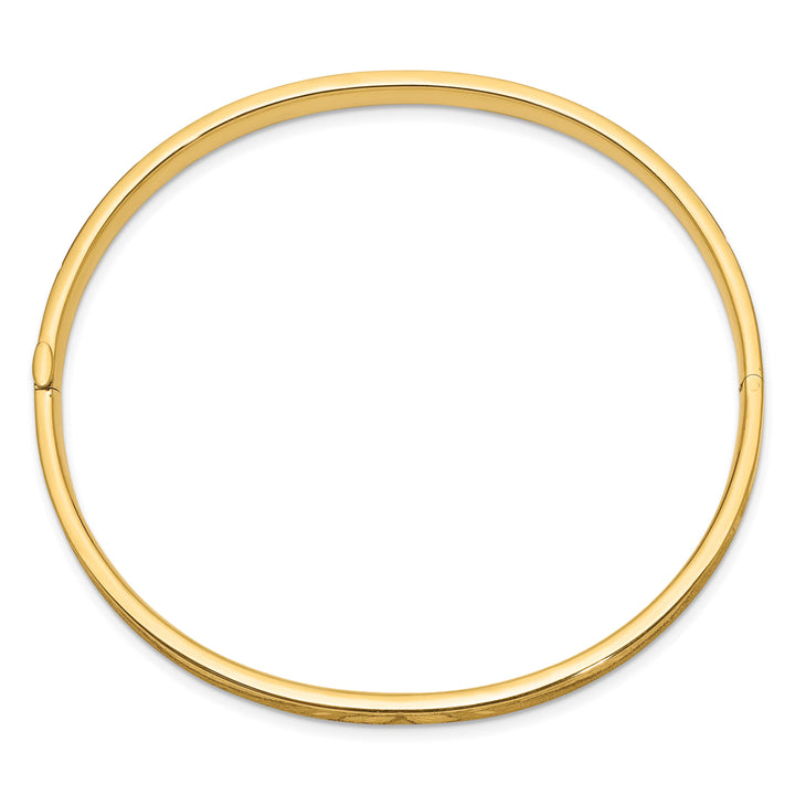 14k 3/16 Diamond-cut Concave 5.00mm Hinged Oval Bangle Bracelet
