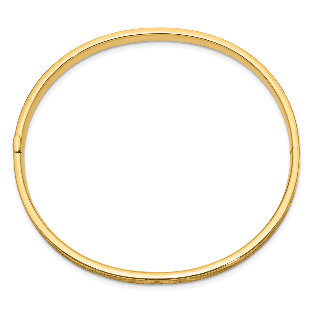 14k 3/16 Oversize Diamond-cut Concave 5.00mm Hinged Oval Bangle