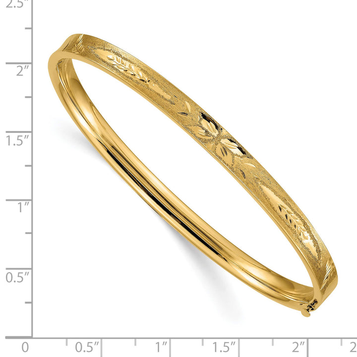 14k 3/16 Oversize Diamond-cut Concave 5.00mm Hinged Oval Bangle
