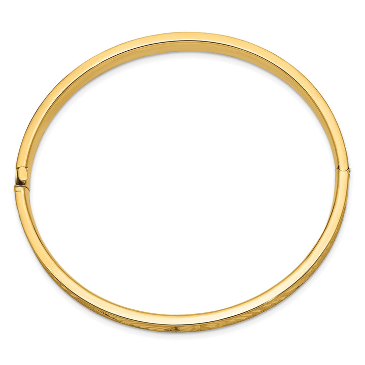 14k 4/16 Oversize Diamond-cut Concave 6.00mm Hinged Oval Bangle