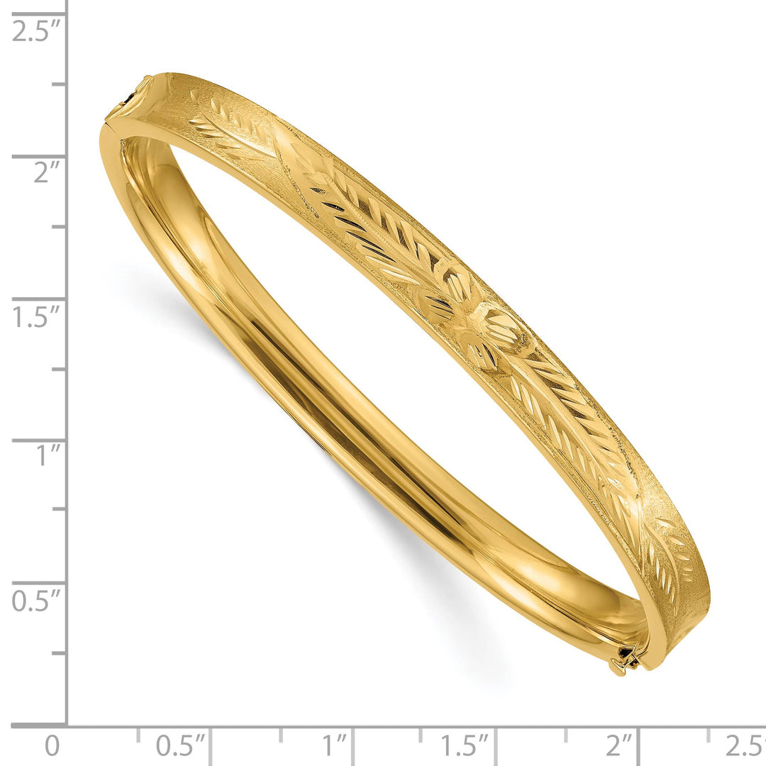 14k 4/16 Oversize Diamond-cut Concave 6.00mm Hinged Oval Bangle