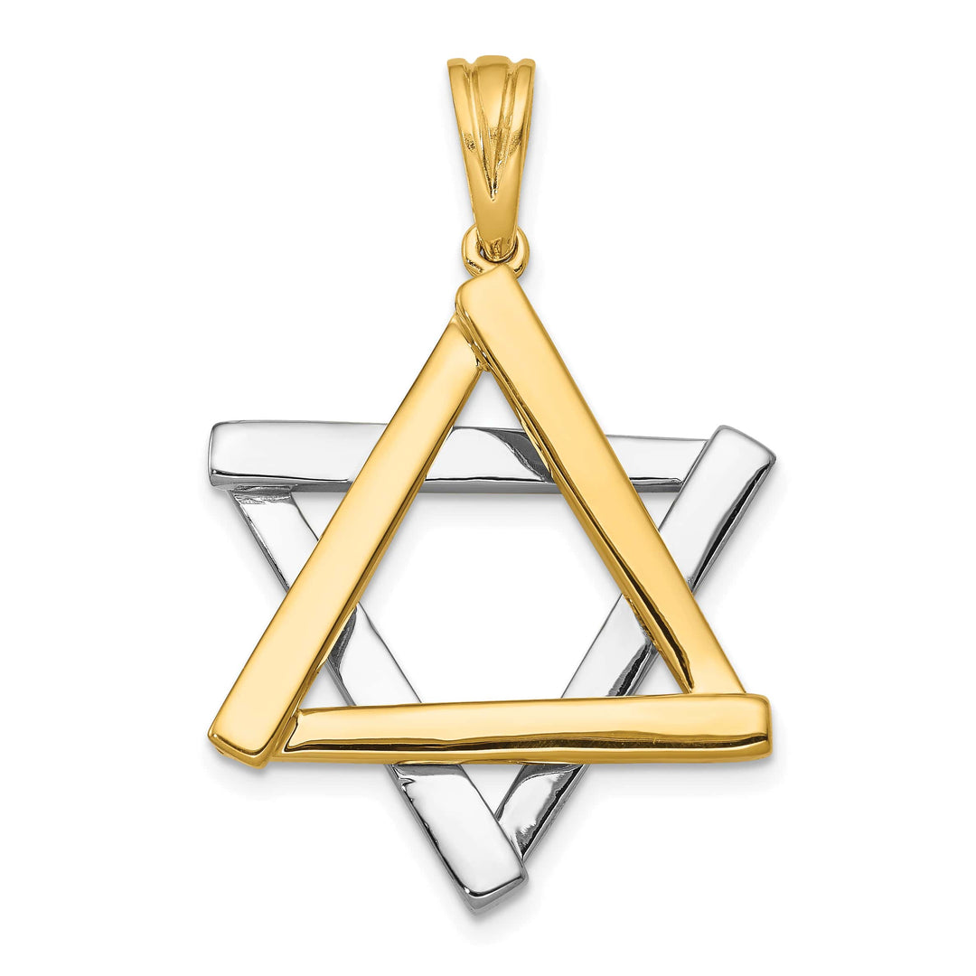 14K Two-Tone Gold Extra Large Statement Star Of David Pendant