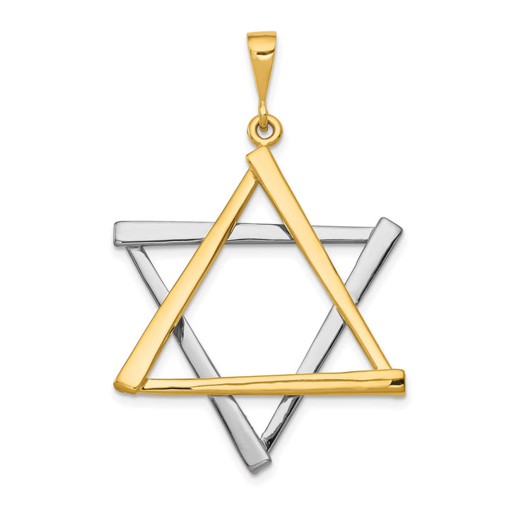 14K Two-Tone Gold Large Cut-out Star Of David Pendant