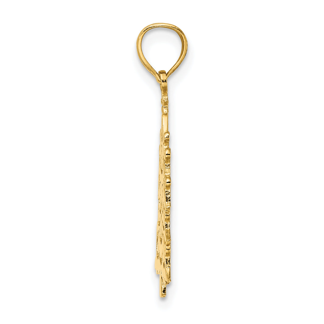 14k Yellow Gold Polished Christmas Tree Charm Pendant