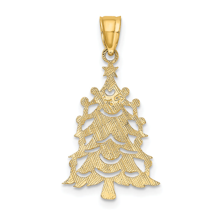 14k Yellow Gold Polished Christmas Tree Charm Pendant