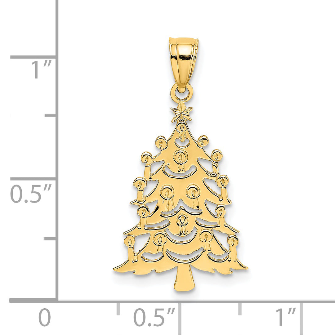 14k Yellow Gold Polished Christmas Tree Charm Pendant