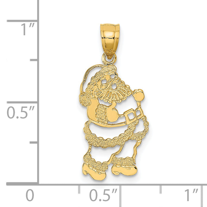 14k Yellow Gold Polished Cut-Out Design Santa Charm Pendant