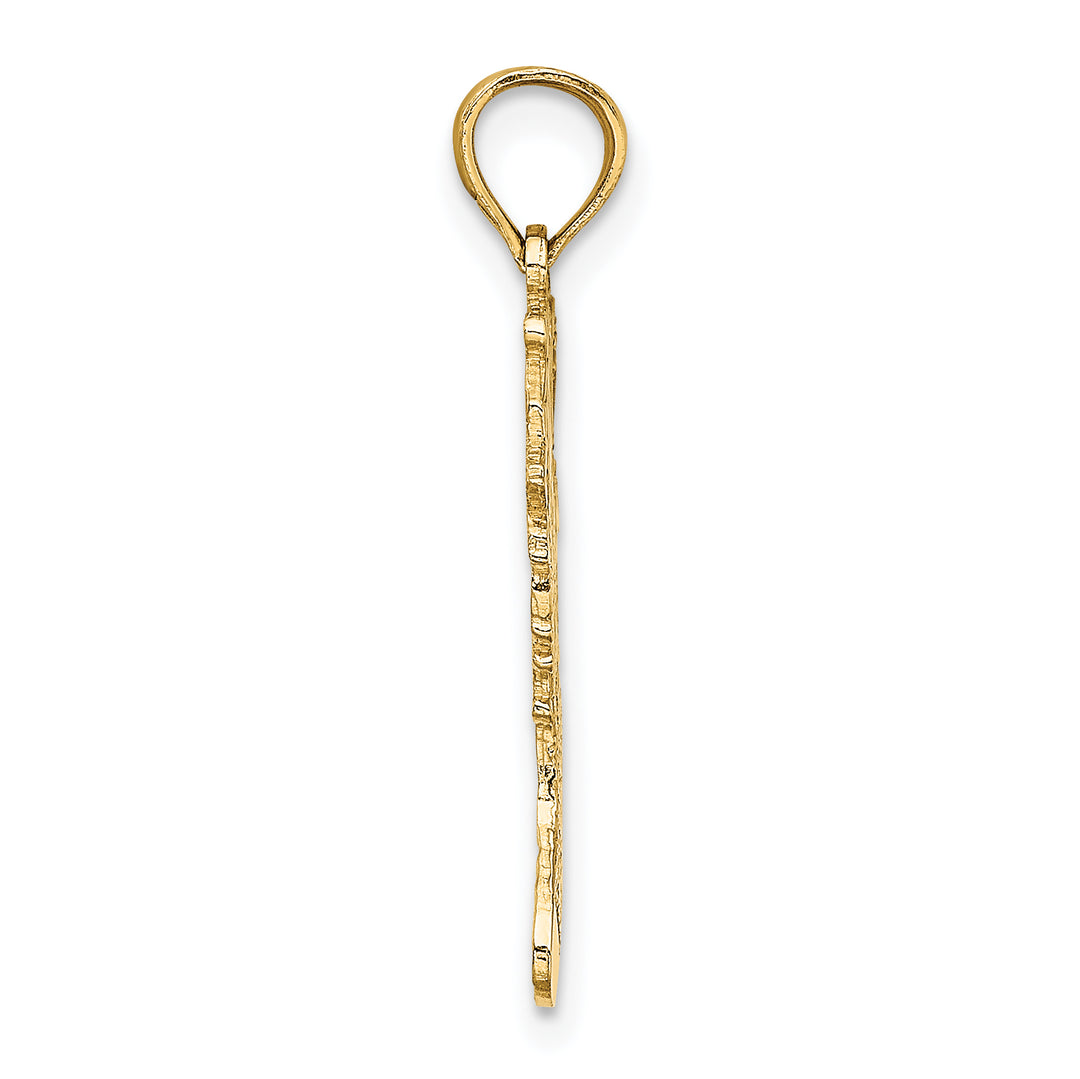 14k Yellow Gold Polished Christmas Stocking Charm Pendant