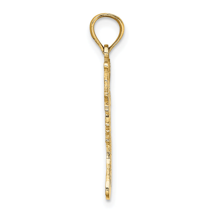 14k Yellow Gold Polished Christmas Stocking Charm Pendant