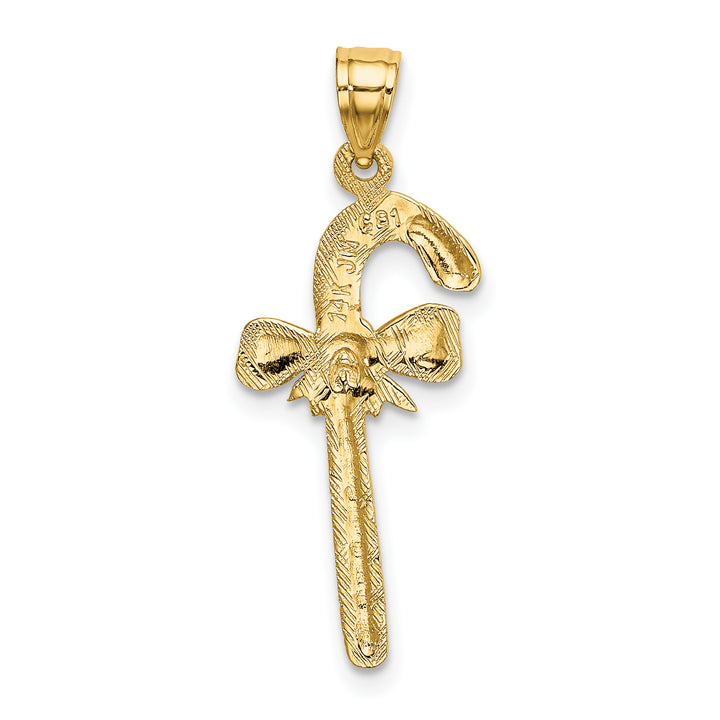 14k  Yellow Gold Solid Polished Candy Cane Charm Pendant