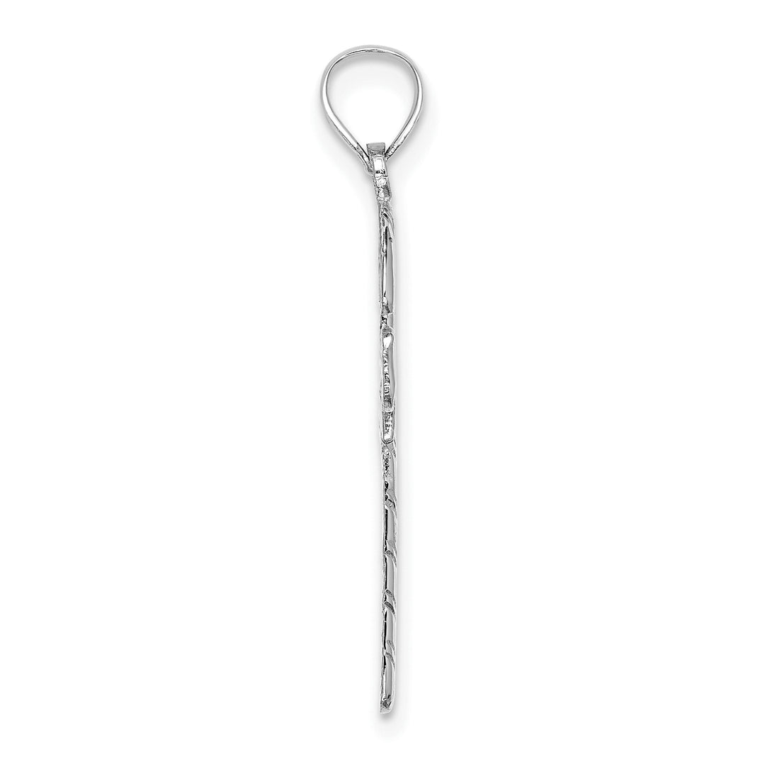 14K White Gold Solid Polished Candy Cane Charm Pendant