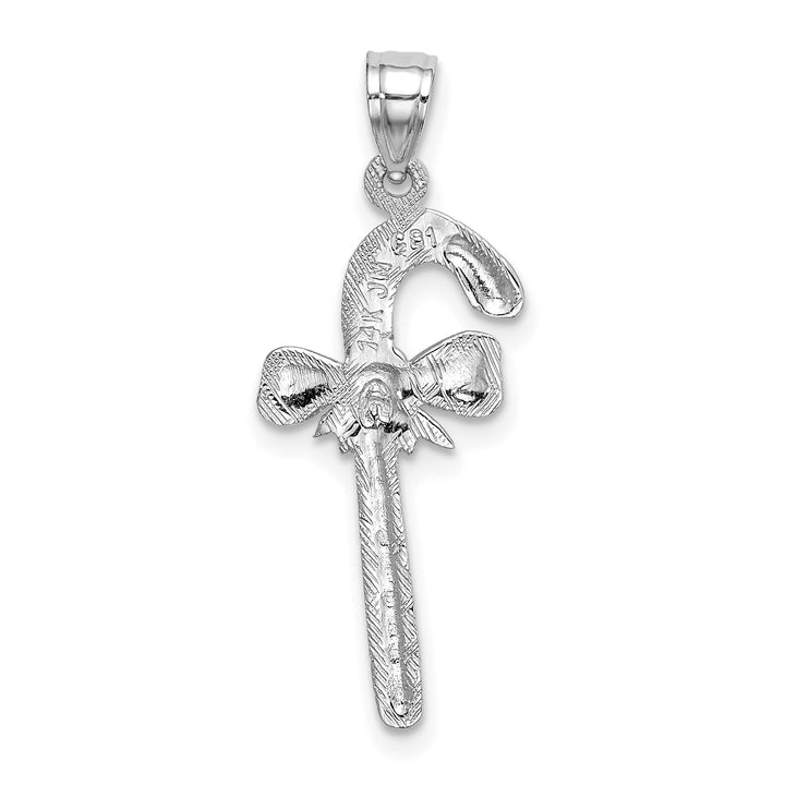 14K White Gold Solid Polished Candy Cane Charm Pendant
