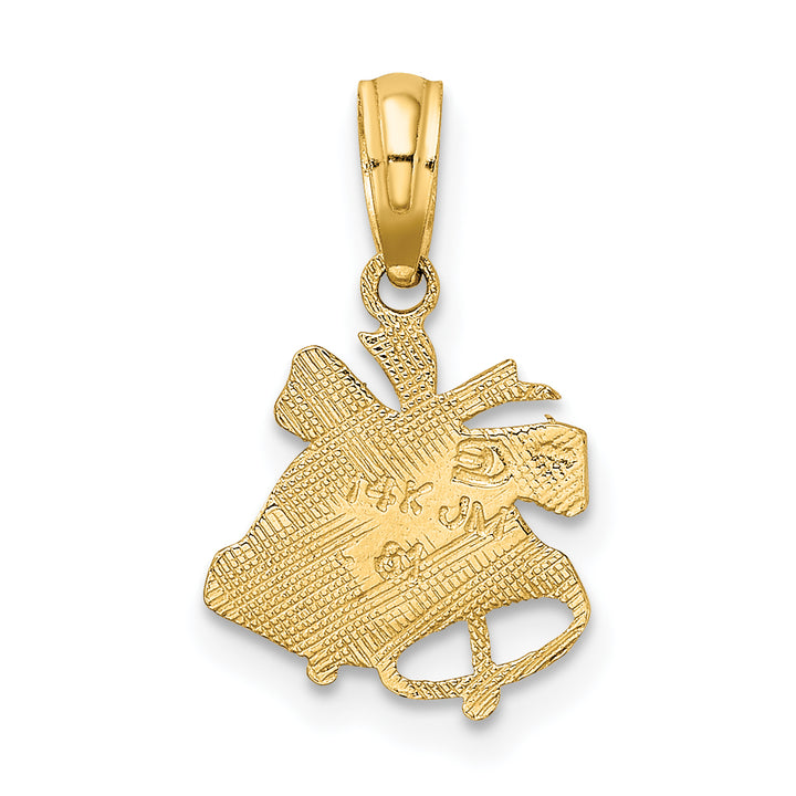 14k Yellow Gold Polished Christmas Bells Charm Pendant.