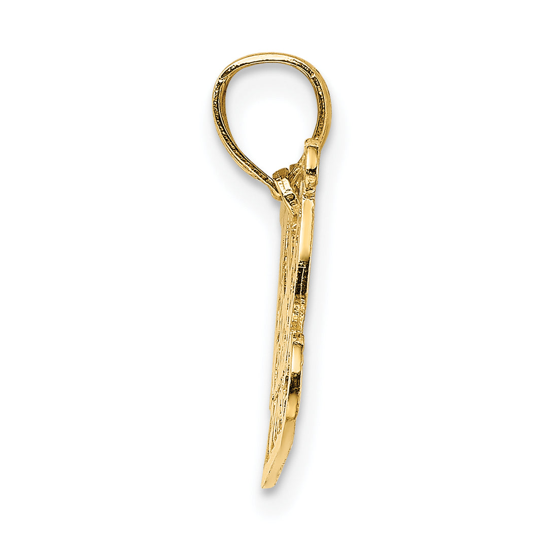 14k Yellow Gold Polished Filigree Sleigh Charm Pendant