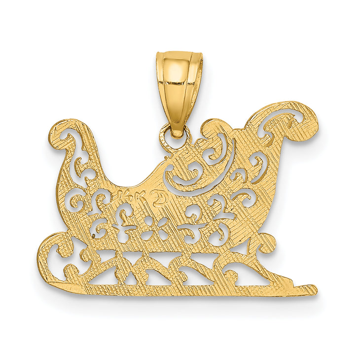 14k Yellow Gold Polished Filigree Sleigh Charm Pendant