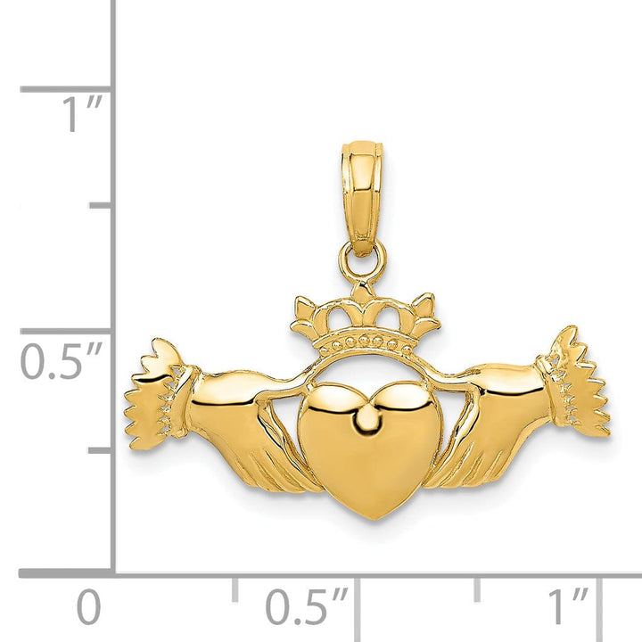 14k Yellow Gold Polished Finish Claddagh Pendant