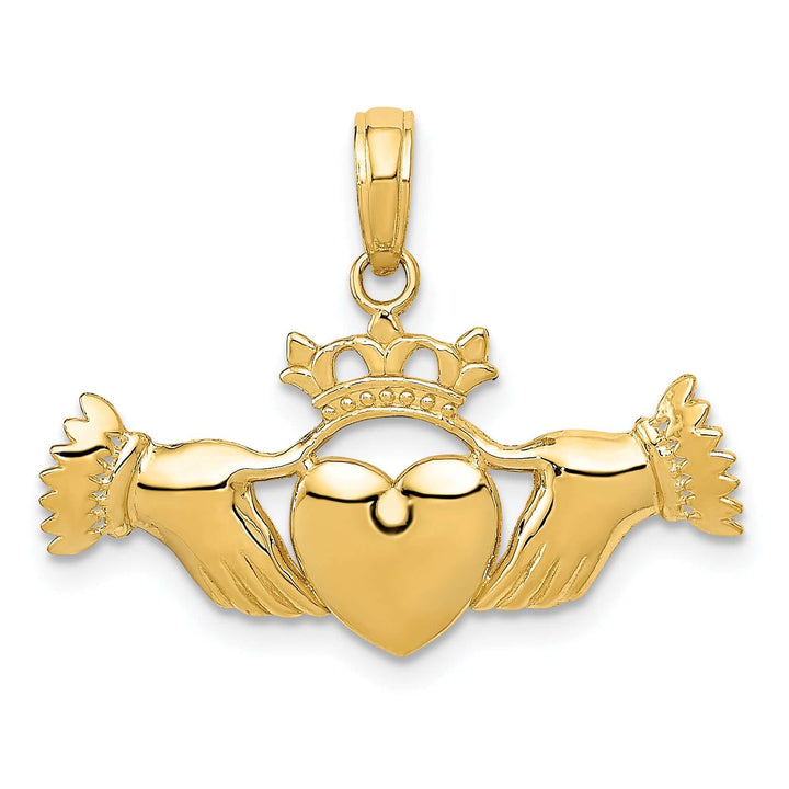 14k Yellow Gold Polished Finish Claddagh Pendant