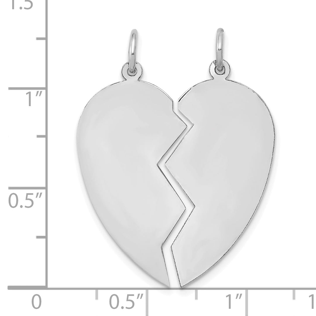 14K White Gold 2-Piece Engravable 24mm Heart Charm Set