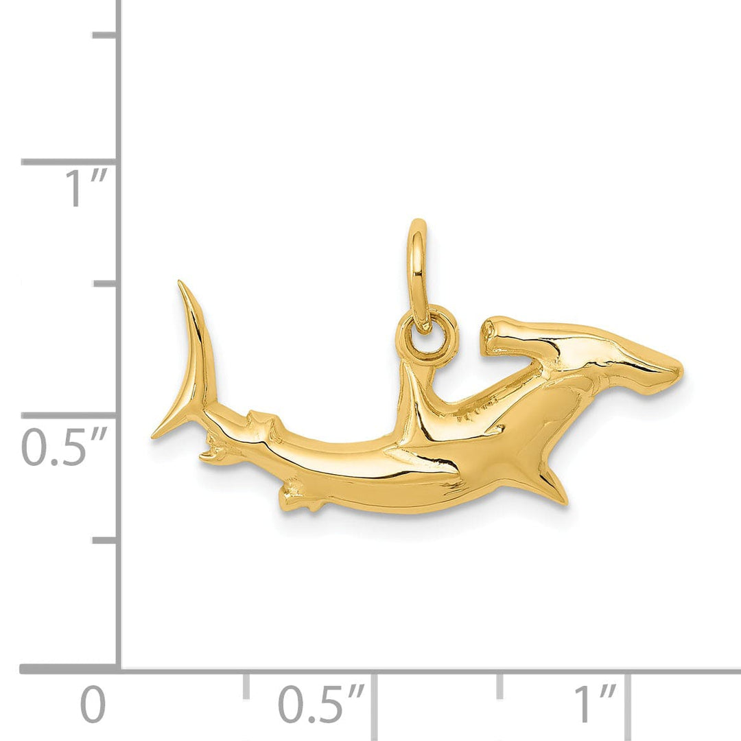 14k Yellow Gold Polish Finish Hammerhead Shark Pendant
