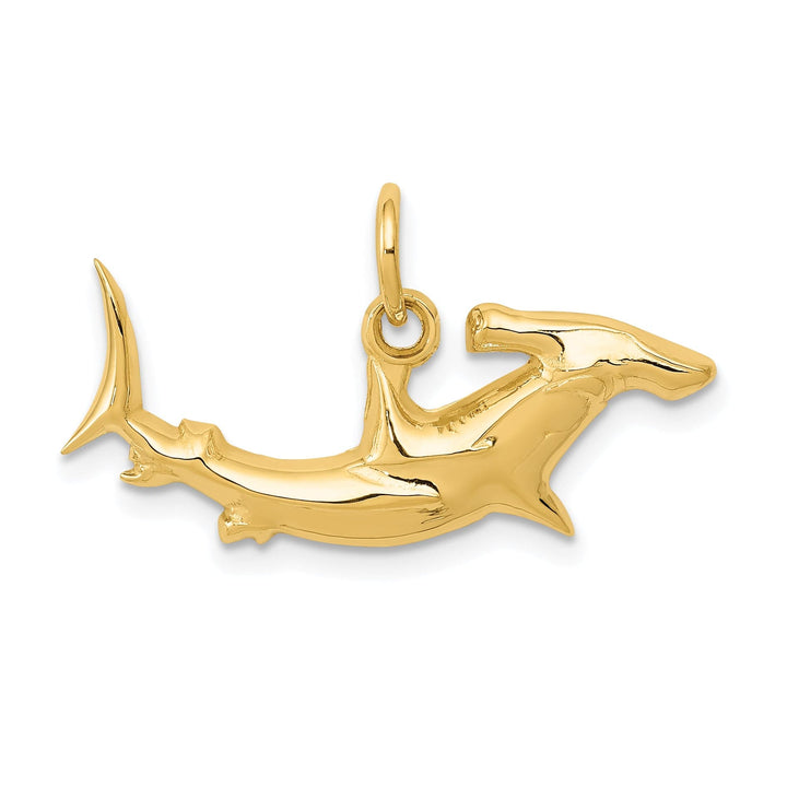 14k Yellow Gold Polish Finish Hammerhead Shark Pendant