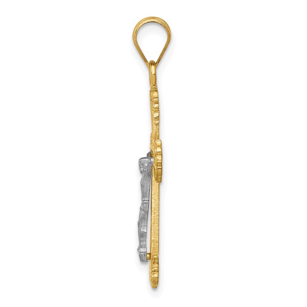 14K Two-Tone Gold D.C. Crucifix Pendant 33x16mm, view 2 of 4