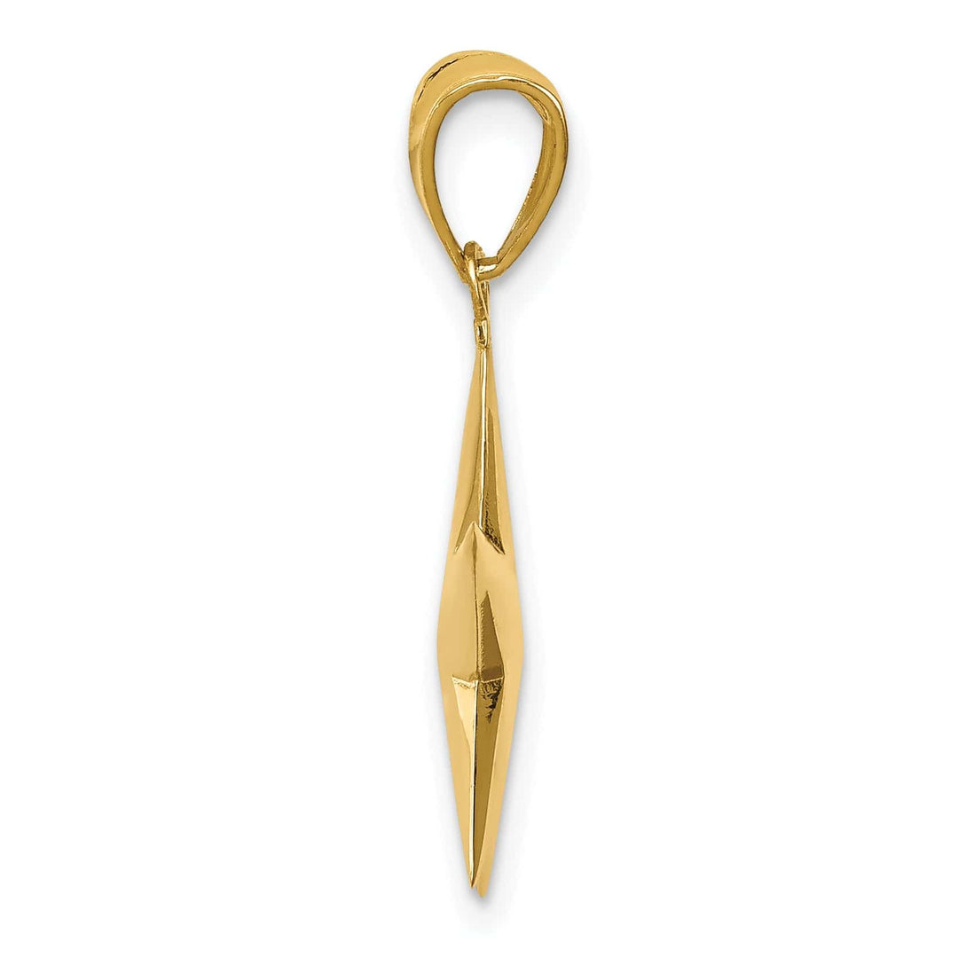14k Yellow Gold Solid Polished 3-D Star Pendant